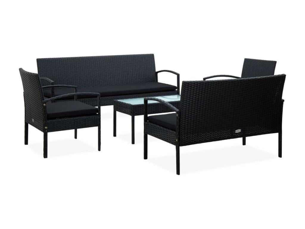 Black Woven Resin Wicker Outdoor Furniture Set - dlz1766580292885