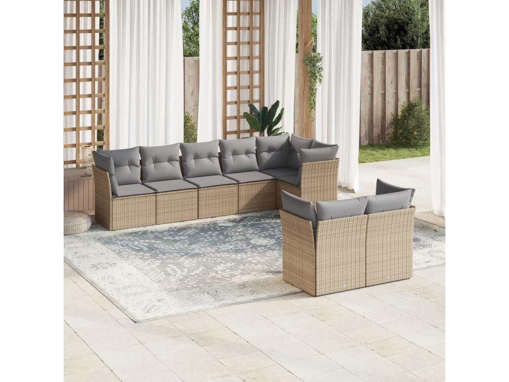 Beige Woven Resin Wicker Outdoor Furniture Set
