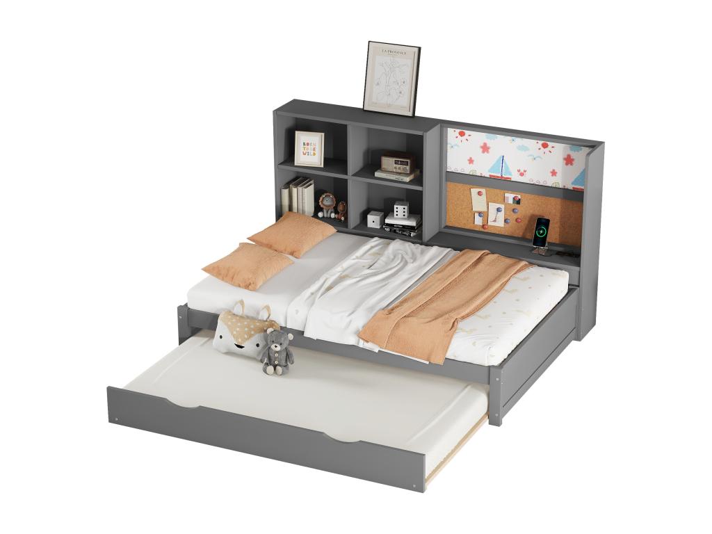 Gray Bed, 90 x 200 cm