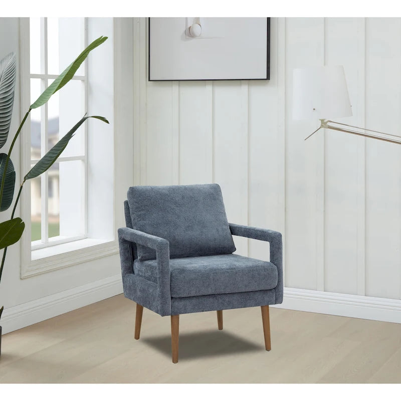 Blue 25.98 Chenille Upholstered Arm Chair with Soft Cushion