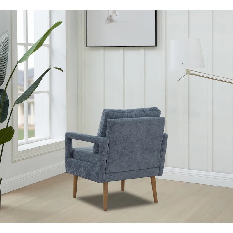 Blue 25.98 Chenille Upholstered Arm Chair with Soft Cushion