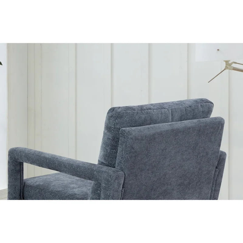 Blue 25.98 Chenille Upholstered Arm Chair with Soft Cushion