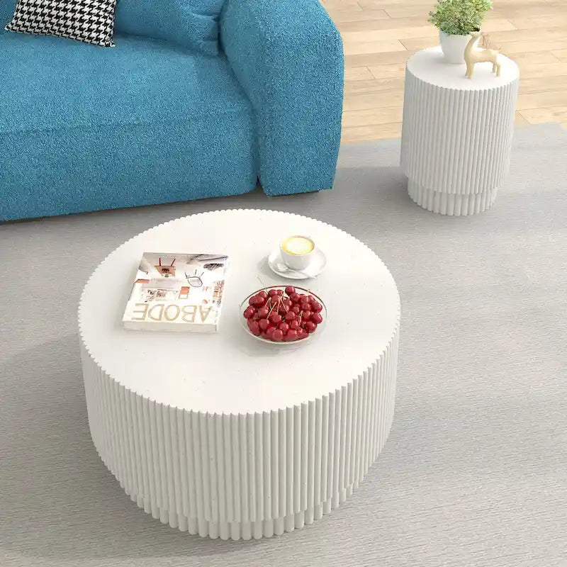 15.72-inch H-Barrel Coffee Table, Nordic Style, Simple Design, Suitable For Indoor And Outdoor Use, Magnesium Oxide Material