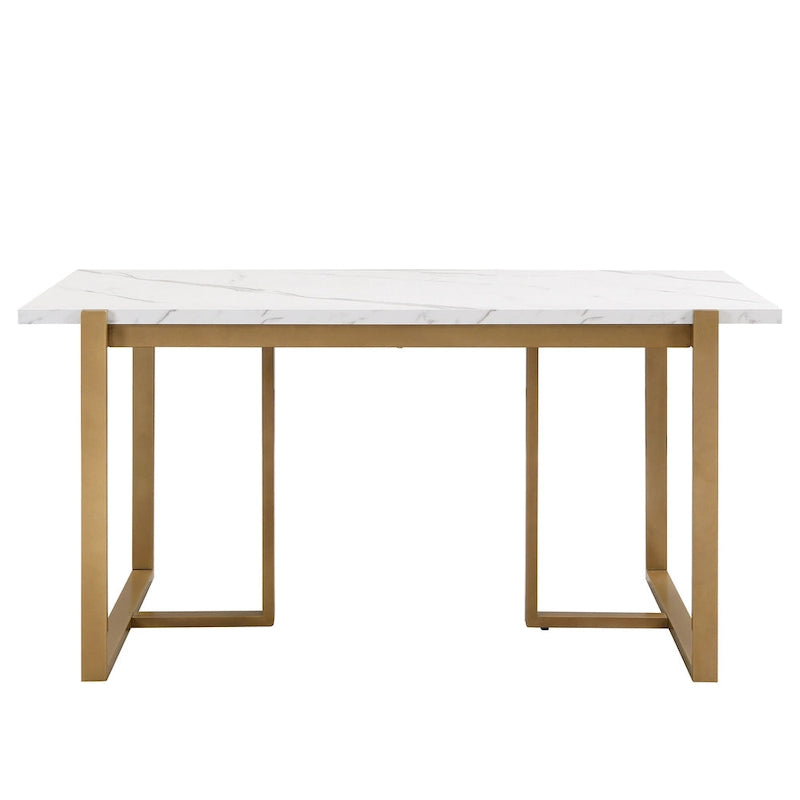 GDFStudio - Carter Modern Rectangular Dining Set with Faux Marble Table and Six Upholstered Chairs