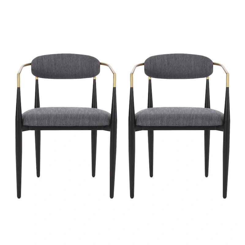 Biscay Fabric Upholstered Iron Dining Chairs (Set of 2) by GDFStudio