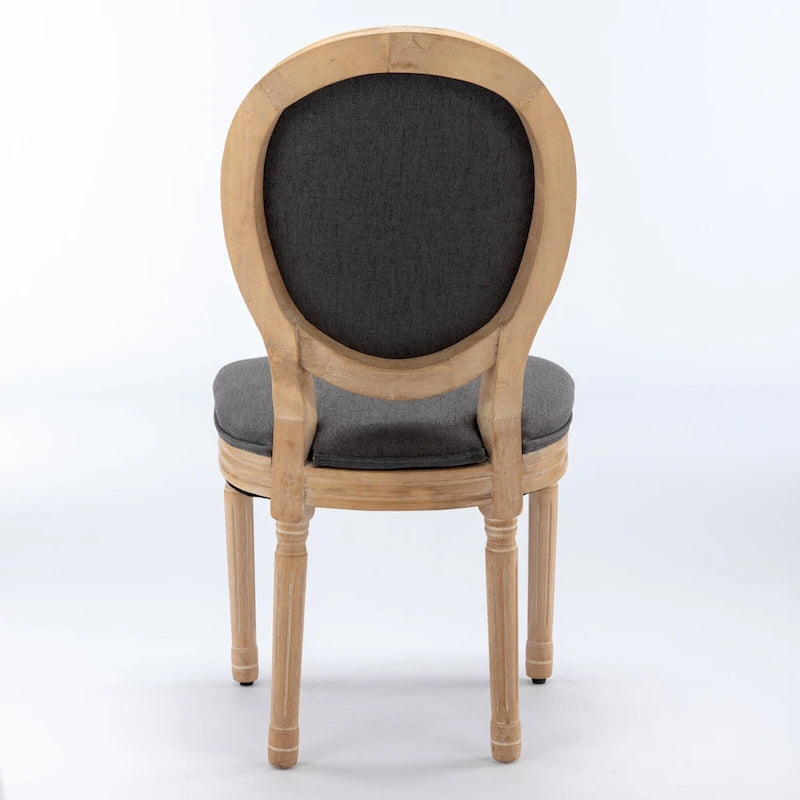 French Oval Back Dining Chair Set of 2, Exquisite Dining Chair Retro Decorative Chair Solid Wood Frame Side Chair