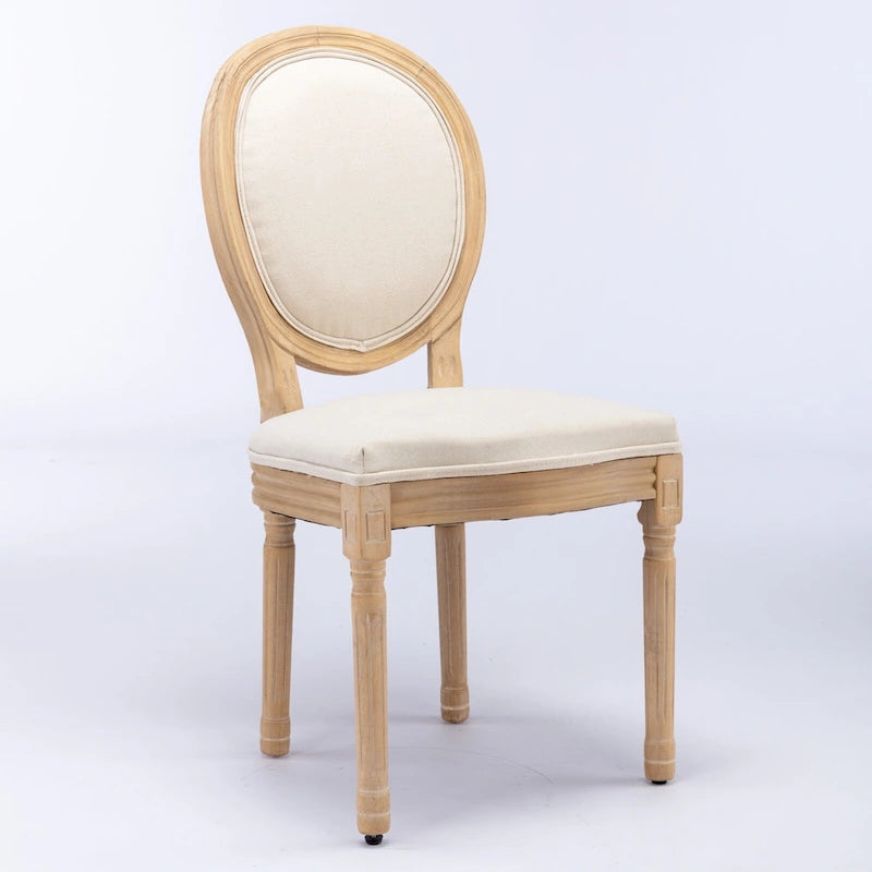 French Oval Back Dining Chair Set of 2, Exquisite Dining Chair Retro Decorative Chair Solid Wood Frame Side Chair