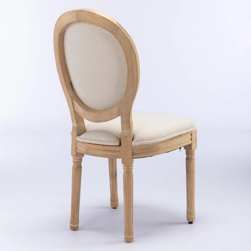 French Oval Back Dining Chair Set of 2, Exquisite Dining Chair Retro Decorative Chair Solid Wood Frame Side Chair