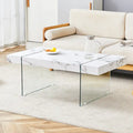 Rectangular Coffee Table with Tempered Glass Legs Wood Side Tables Wood Center Tables for Living Room Reception Room