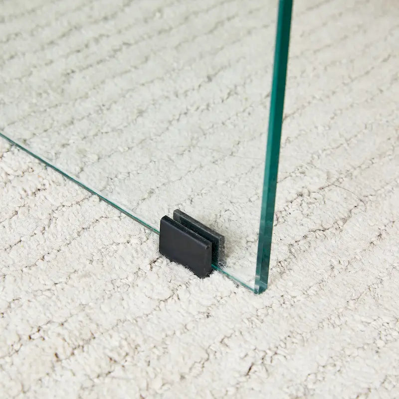 Rectangular Coffee Table with Tempered Glass Legs Wood Side Tables Wood Center Tables for Living Room Reception Room