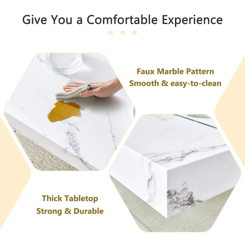 Rectangular Coffee Table with Tempered Glass Legs Wood Side Tables Wood Center Tables for Living Room Reception Room