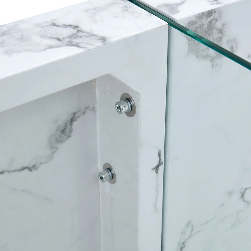 Rectangular Coffee Table with Tempered Glass Legs Wood Side Tables Wood Center Tables for Living Room Reception Room