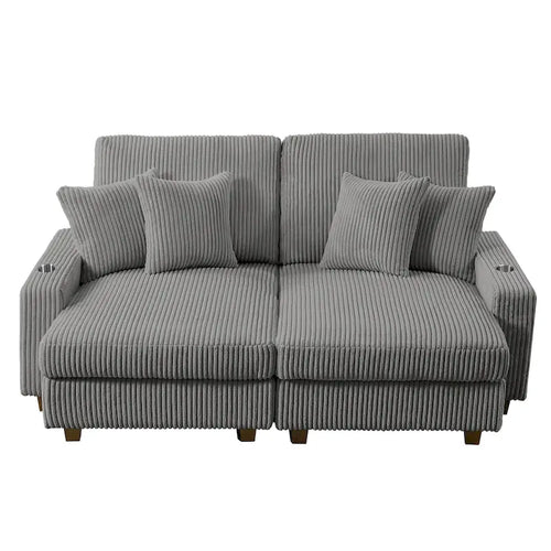 74 Wide Upholstered Chaise Lounge Loveseat with Adjustable Backrest