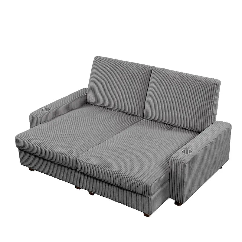 74 Wide Upholstered Chaise Lounge Loveseat with Adjustable Backrest