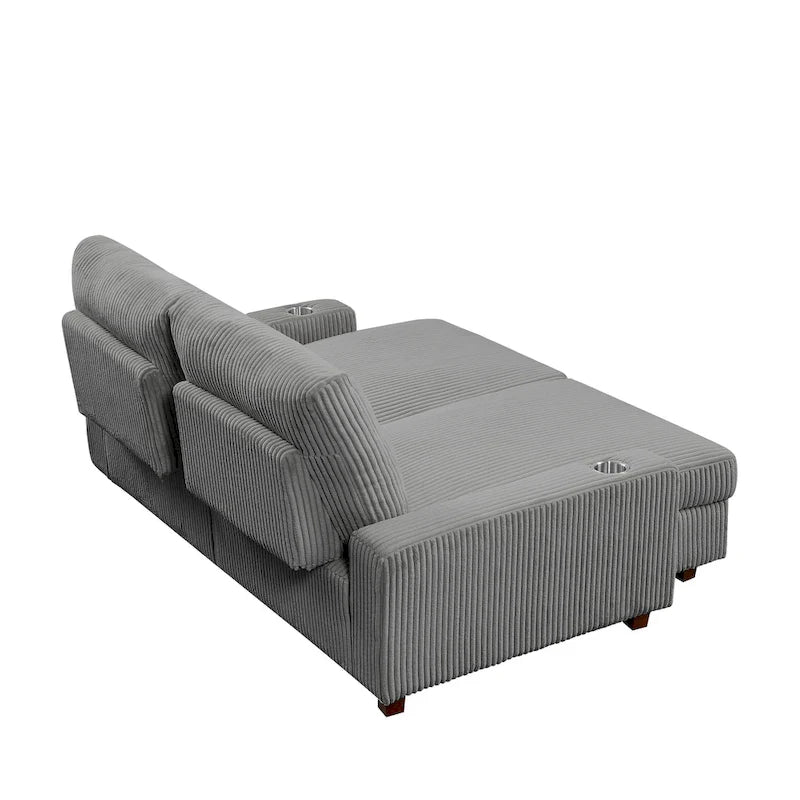 74 Wide Upholstered Chaise Lounge Loveseat with Adjustable Backrest