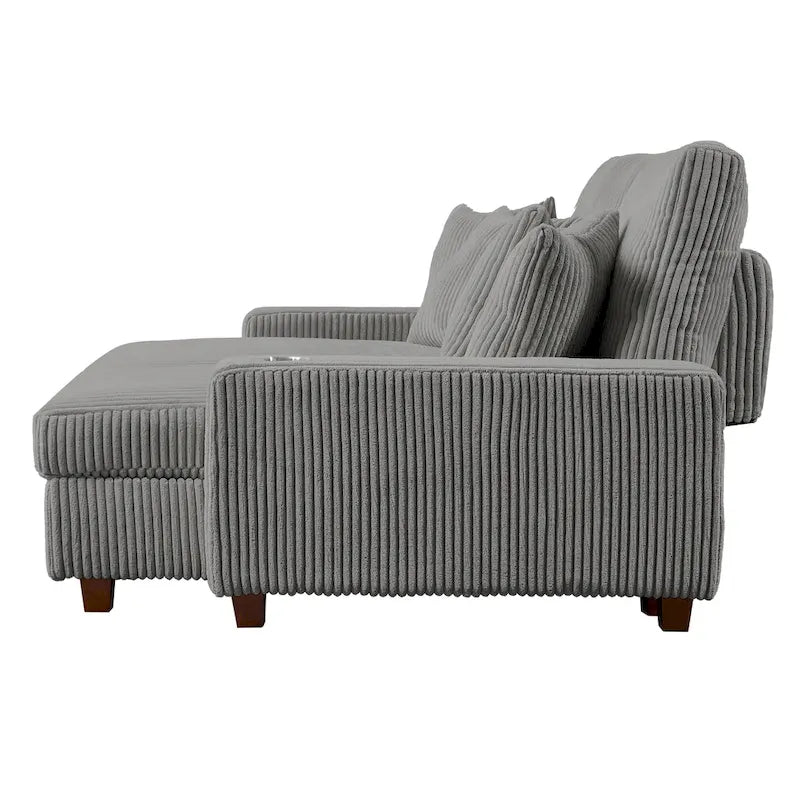 74 Wide Upholstered Chaise Lounge Loveseat with Adjustable Backrest