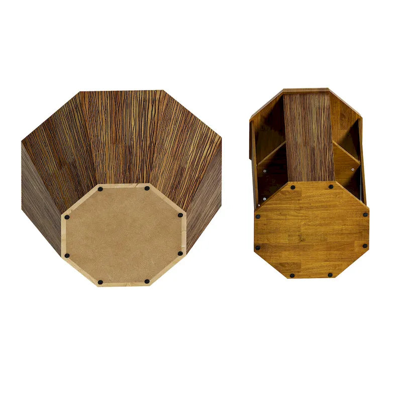 31.5 Octagonal Rubber wood Coffee Tables (Set of 2 Pieces)