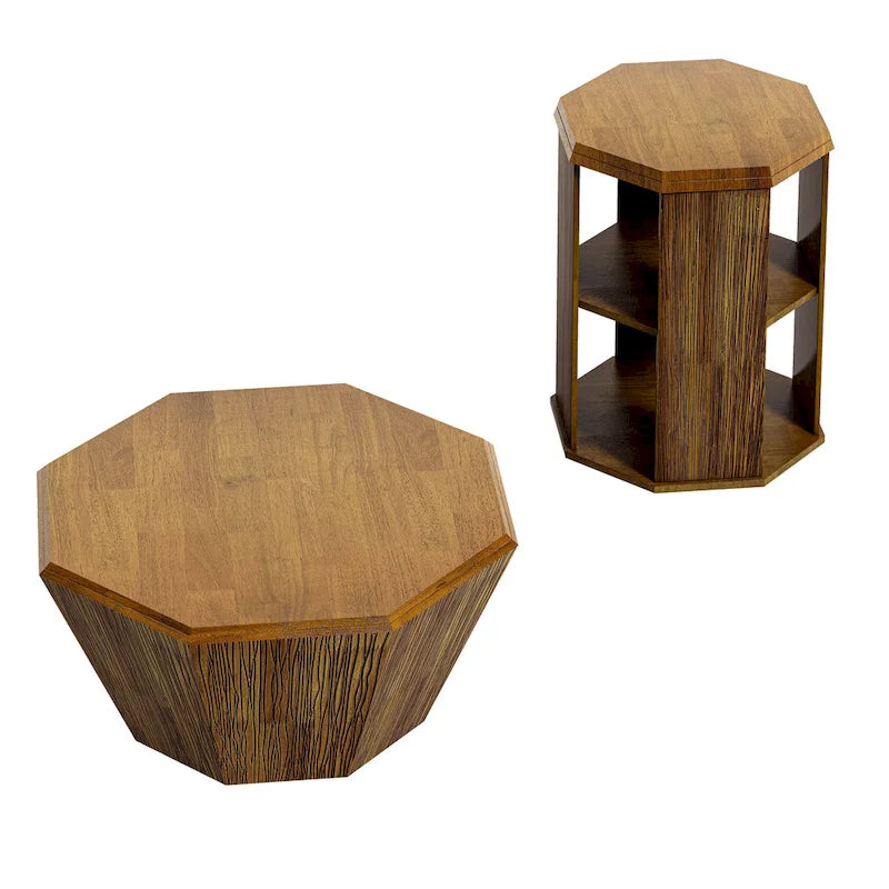 31.5 Octagonal Rubber wood Coffee Tables (Set of 2 Pieces)