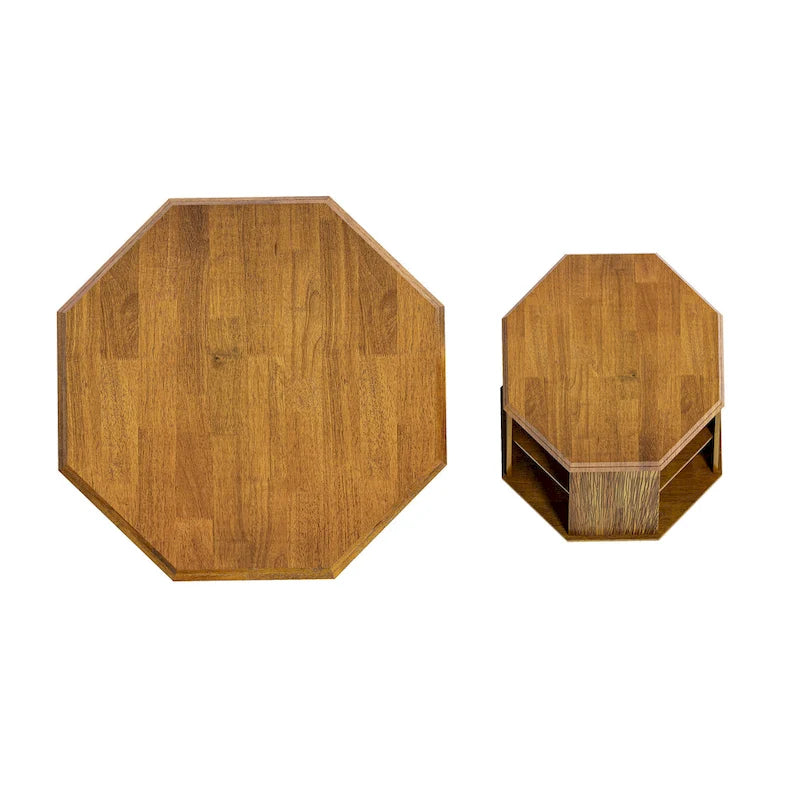 31.5 Octagonal Rubber wood Coffee Tables (Set of 2 Pieces)