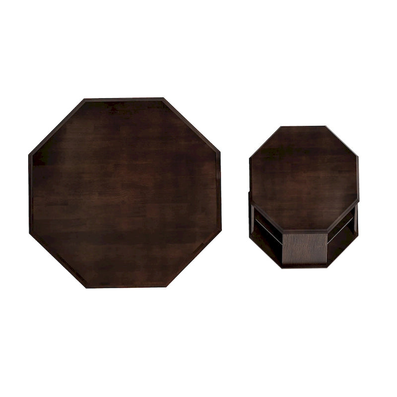 31.5 Octagonal Rubber wood Coffee Tables (Set of 2 Pieces)