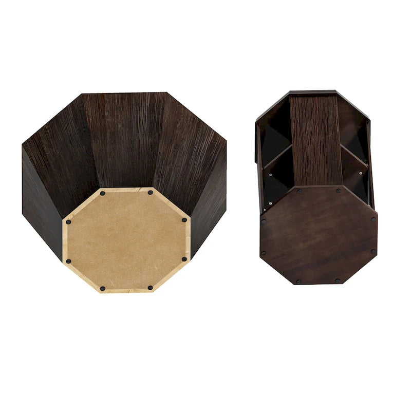 31.5 Octagonal Rubber wood Coffee Tables (Set of 2 Pieces)
