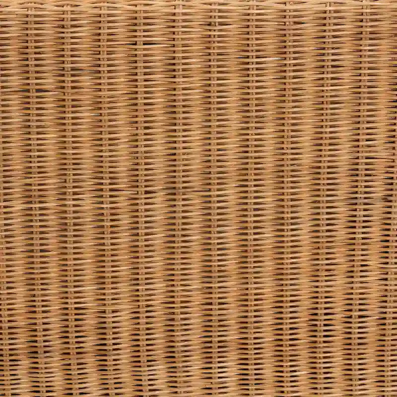 Reiko Handwoven Natural Rattan Bench with Scalloped Detailing - Boho Farmhouse Entryway, Bedroom, or Living Room Seating