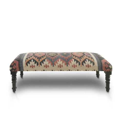 47 Multicolored Southwestern Style Rectangular Bench