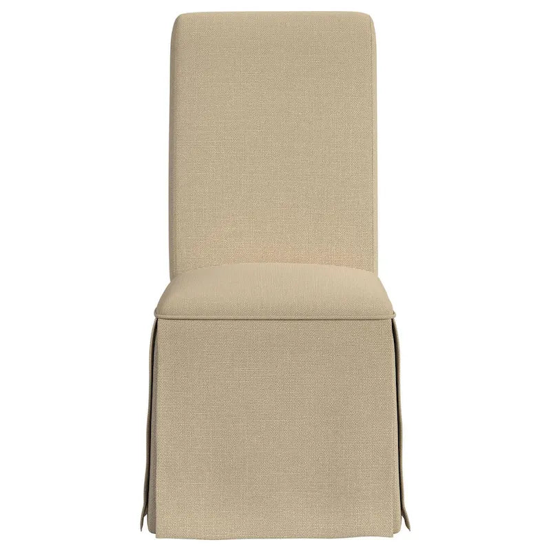 Shaw Dining Chair Set of 2, Tall Rolled Back and Skirted Base, Beige
