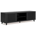 Danzi Large TV Media Console, 4 Shelves, Black Wood Finish, 72 Inch