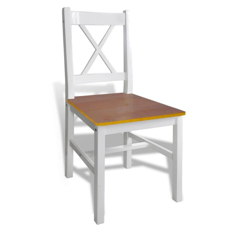 5pc Dining Table Set, 43 Inch Rectangular, 4 Chairs, Brown White Wood