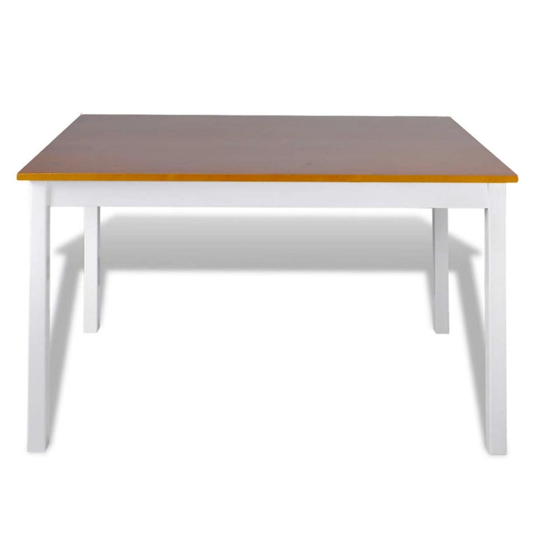 5pc Dining Table Set, 43 Inch Rectangular, 4 Chairs, Brown White Wood