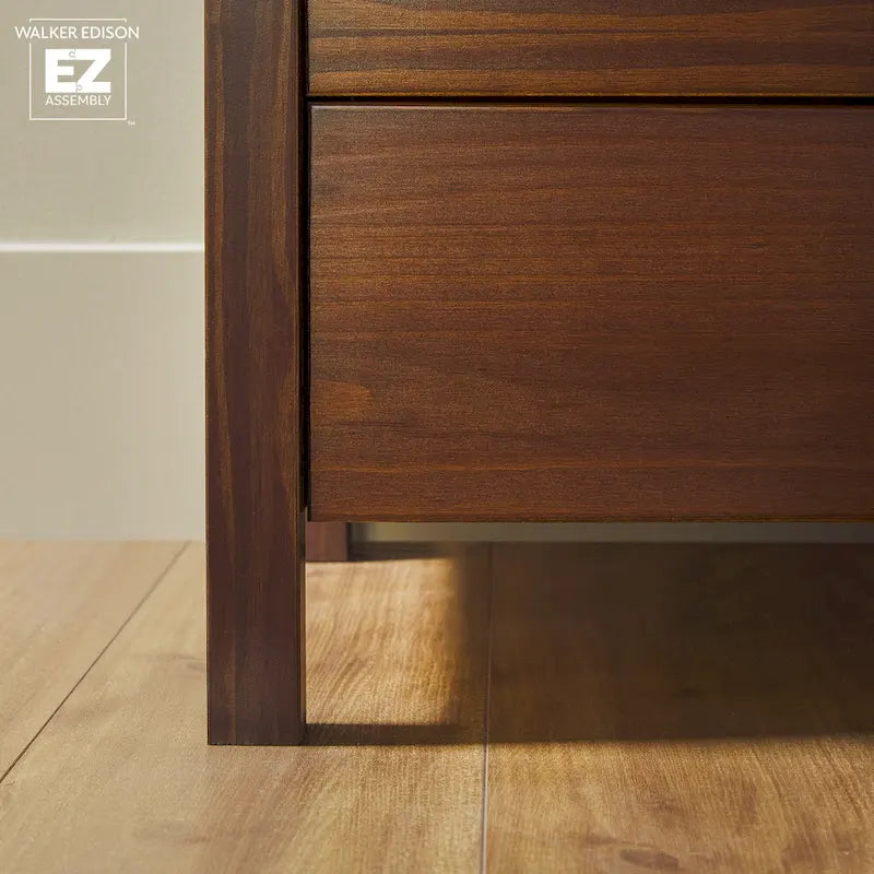 Walker Edison Solid Wood Dresser with Tempered Glass Top