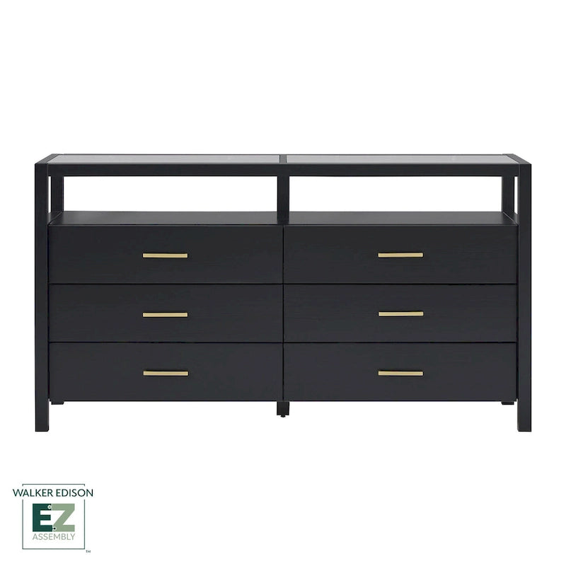 Walker Edison Solid Wood Dresser with Tempered Glass Top