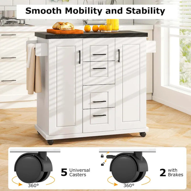 Costway Rolling Kitchen Island Cart on Wheels Mobile Serving Utility - See Details