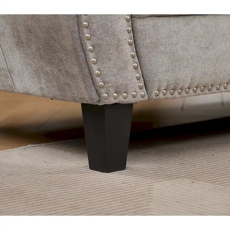 109.5 Chenille 6-Seater L-Shaped Sectional Sofa with Rivets Decorated Rolled Armrests,Cushions, and Wood Frame