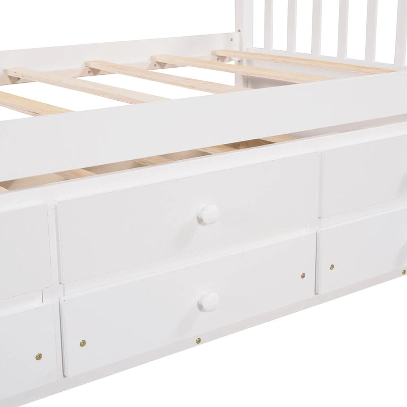Twin Wooden Daybed with Trundle, Drawers & Headboard