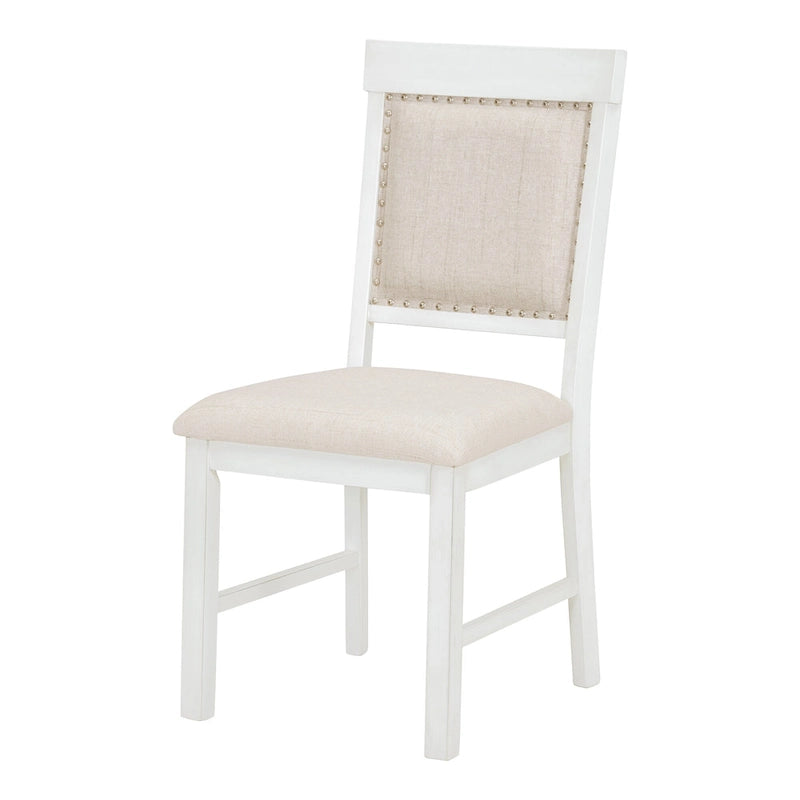 Antique White Retro 5-Piece Wooden Dining Table Set with Extendable Table & 4 Chairs