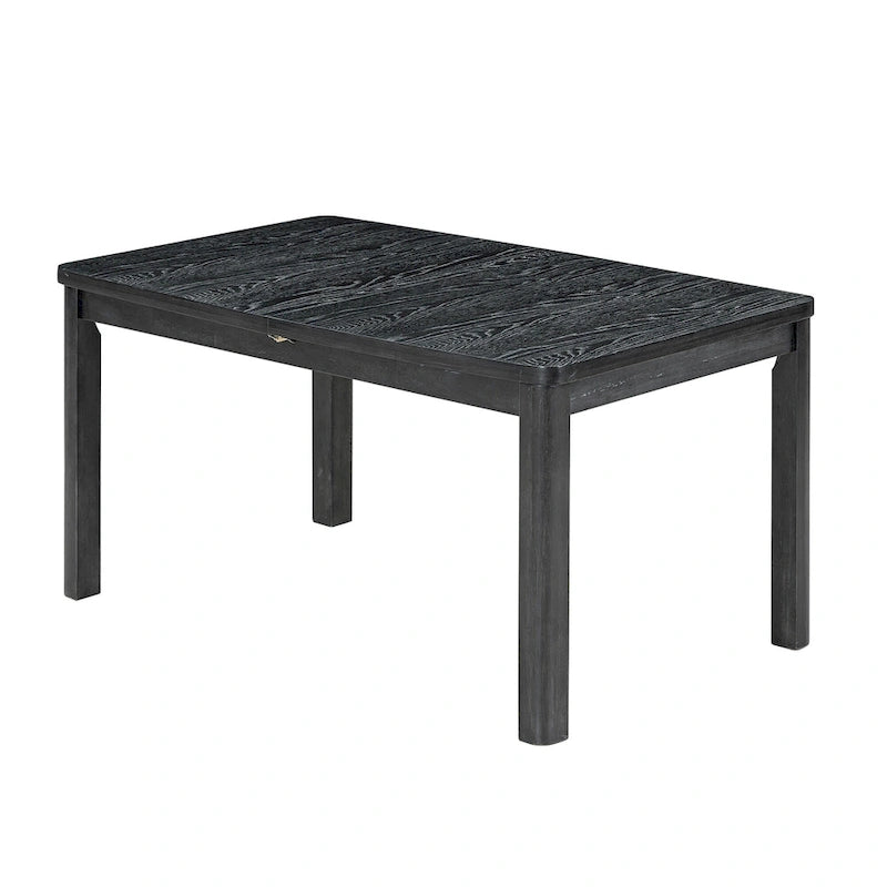 Black+ Gray 7-Piece Wooden Dining Table Set with Extendable Table & 6 Chairs