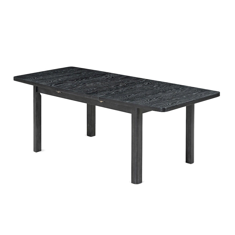 Black+ Gray 7-Piece Wooden Dining Table Set with Extendable Table & 6 Chairs