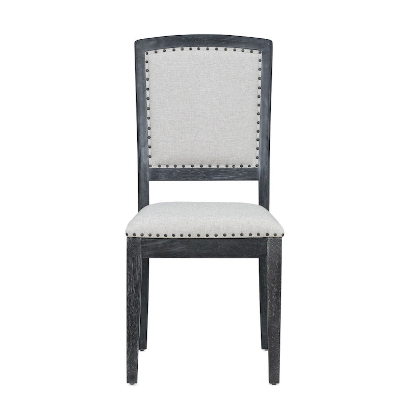 Black+ Gray 7-Piece Wooden Dining Table Set with Extendable Table & 6 Chairs