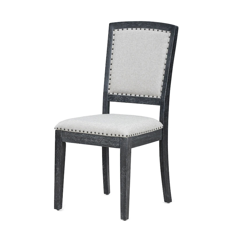 Black+ Gray 7-Piece Wooden Dining Table Set with Extendable Table & 6 Chairs