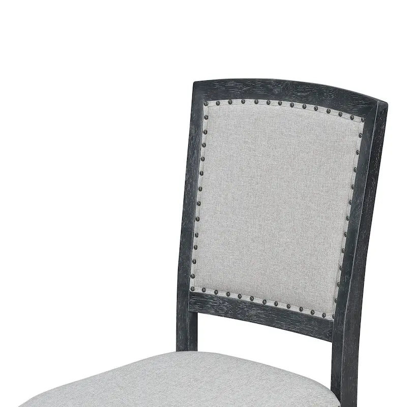 Black+ Gray 7-Piece Wooden Dining Table Set with Extendable Table & 6 Chairs