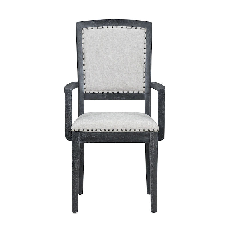 Black+ Gray 7-Piece Wooden Dining Table Set with Extendable Table & 6 Chairs