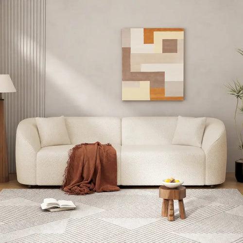87.5 Boucle Curved 3-Seater Sofa with Sculptural & Ergonomic Design