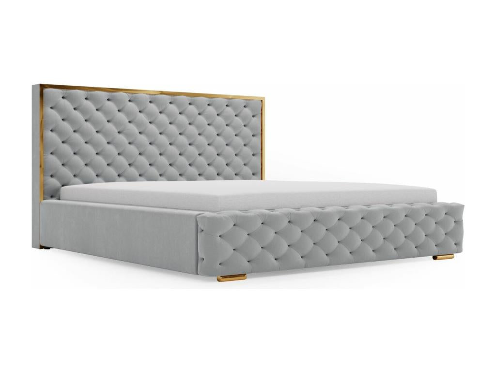 Gray Velvet Bed, 120 x 200 cm
