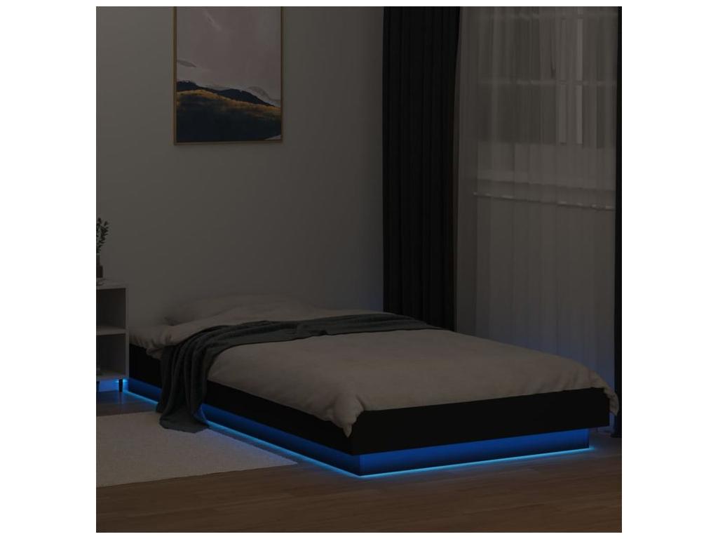 Black Engineered Wood Bed Frame, 90 x 200 cm