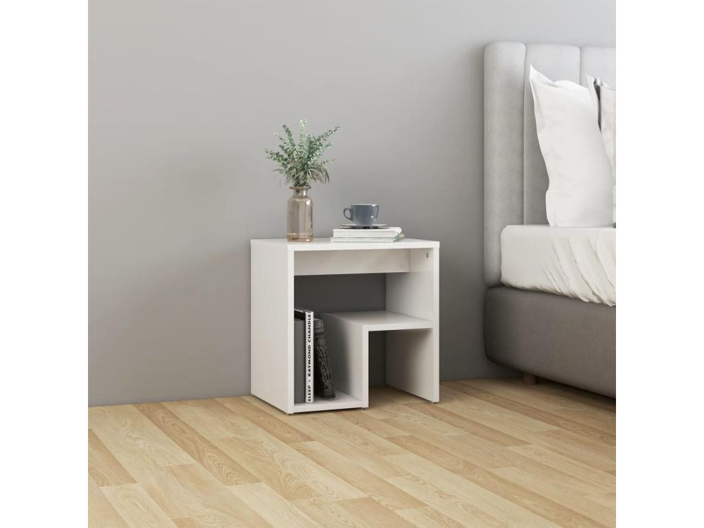 White Engineered Wood Table, 40 x 30 x 40 cm