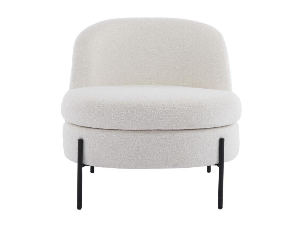 Beige Boucle Fabric Accent Chair