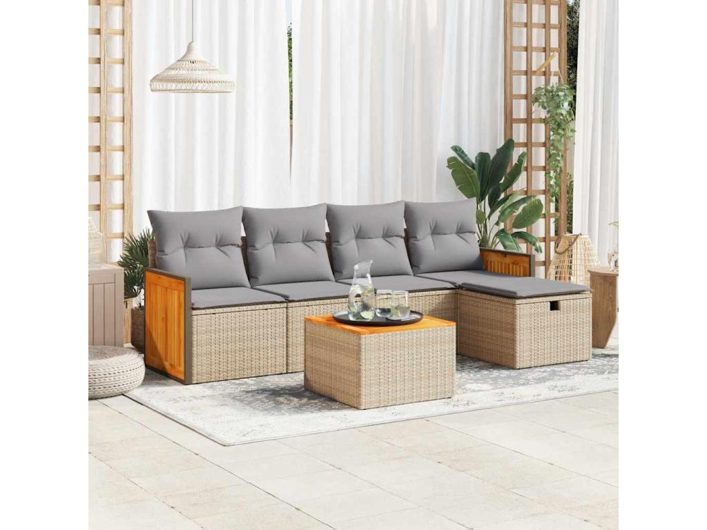 Beige Woven Resin Wicker Outdoor Furniture Set - dlz1766580587622