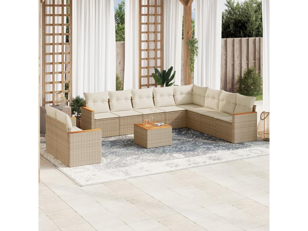 Beige Woven Resin Wicker Outdoor Furniture Set - dlz1766580476223